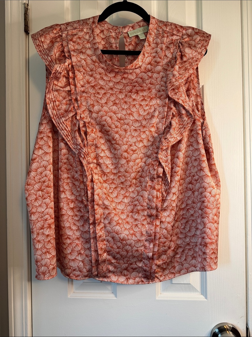 Ryegrass Print Ruffle Sleeve Blouse (30)